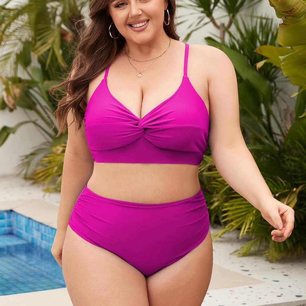 ZAFUL 2 piece Twist High Waisted Bikini Sets Bikini Swimsuits Tummy Control XL